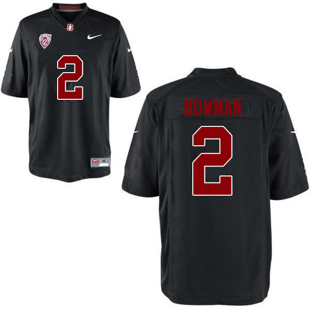 Men #2 Colby Bowman Stanford Cardinal College Football Jerseys Sale-Black
